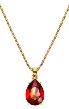 Golden ruby necklace - Jewelery - isolated on transparent background, generative AI