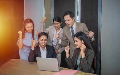 Fototapeta premium businessperson working on laptop in office 