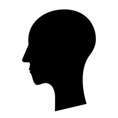 Human head silhouette black color vector white background