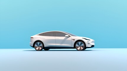 Fototapeta na wymiar A sleek, modern EV against a clean, minimalistic background. This image represents the intersection of technology and sustainable transportation solutions, hinting at a greener future. Generative AI