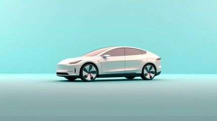 Fototapeta na wymiar A sleek, modern EV against a clean, minimalistic background. This image represents the intersection of technology and sustainable transportation solutions, hinting at a greener future. Generative AI