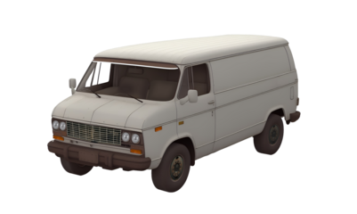 old white 1980s van isolated