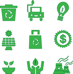 green eco icons, world environment day