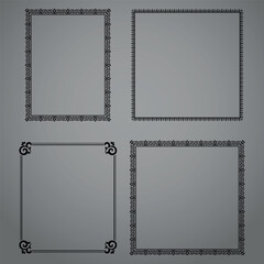 Set of decorative frames Elegant vector element for design in Eastern style, place for text. Floral black and gray borders. Lace illustration for invitations and greeting cards