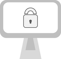 Computer with data security icon an the display (isolated graphic)