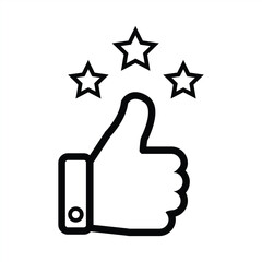 Thumb up icon. Thumb up line with star icon. Like sign and symbol. Vector illustration.	