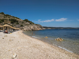Pebble beach in Potovosce, Krk, Croatia