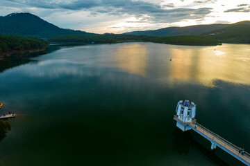 Sunset on Tuyen Lam lake, Da Lat city, Lam Dong province, Vietnam
