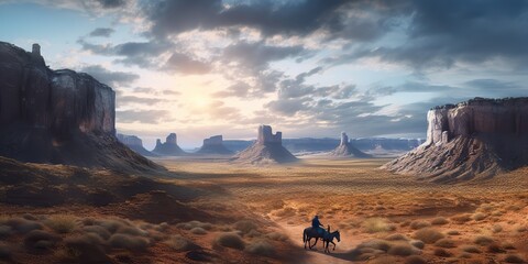 Fototapeta premium AI Generated. AI Generative. Wild west western texas arizona mexico native american indian landscape outdoor. Graphic Art