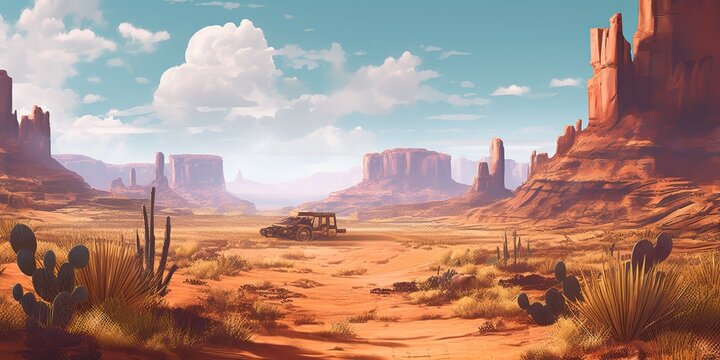 AI Generated. AI Generative. Wild west western texas arizona mexico native american indian landscape outdoor. Graphic Art