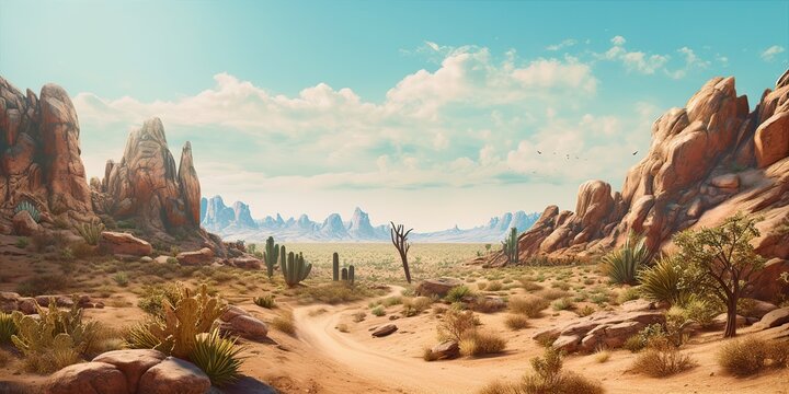 AI Generated. AI Generative. Wild west western texas arizona mexico native american indian landscape outdoor. Graphic Art