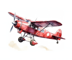 Watercolor biplane isolated