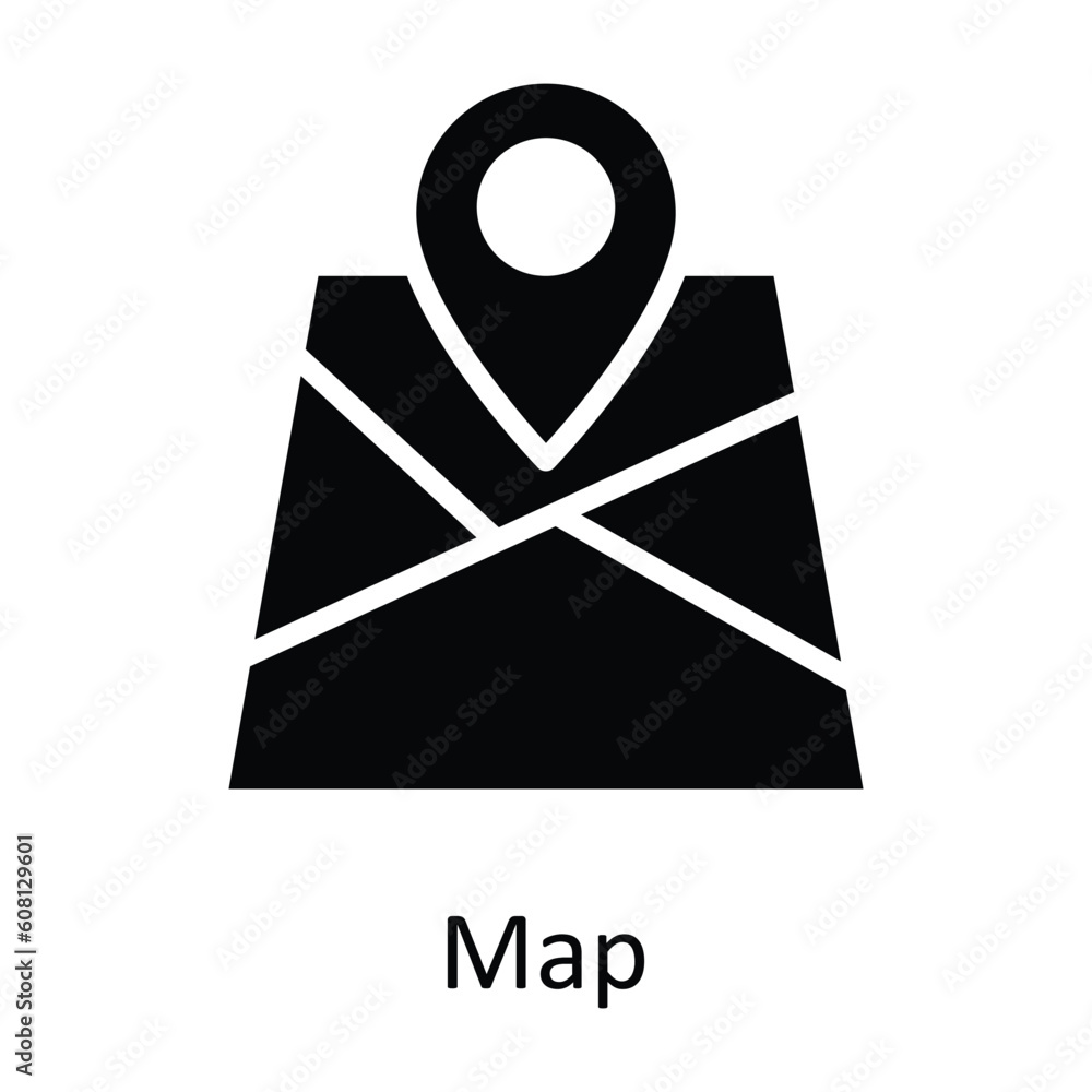 Poster map vector solid icon design illustration. user interface symbol on white background eps 10 file