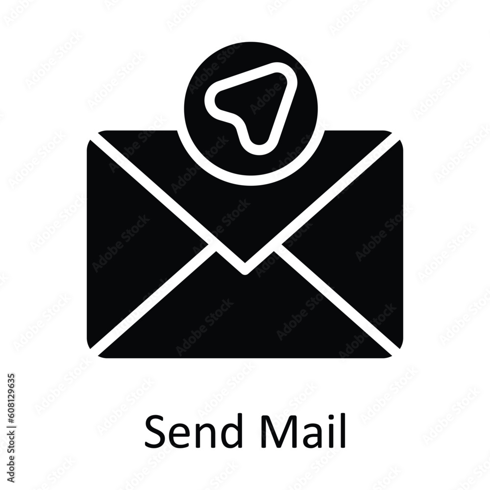 Poster send mail vector solid icon design illustration. user interface symbol on white background eps 10 fi