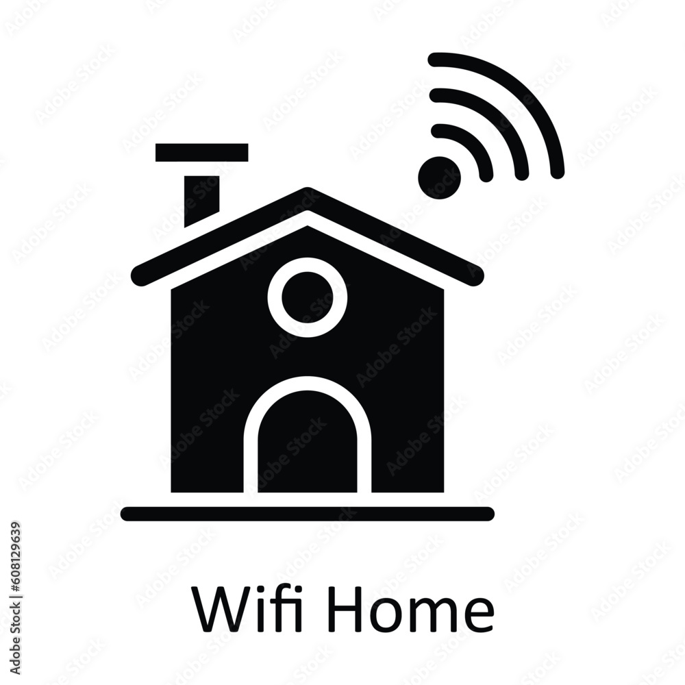 Poster wifi home vector solid icon design illustration. user interface symbol on white background eps 10 fi