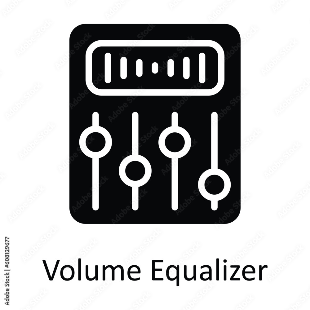 Poster volume equalizer vector solid icon design illustration. user interface symbol on white background ep