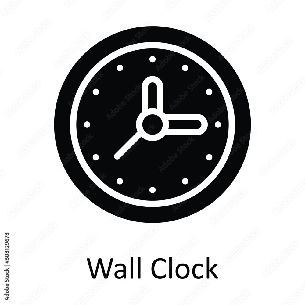 Aufkleber Wall Clock Vector  Solid Icon Design illustration. User interface Symbol on White background EPS 10 File