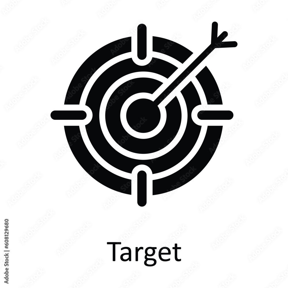 Poster target vector solid icon design illustration. user interface symbol on white background eps 10 file