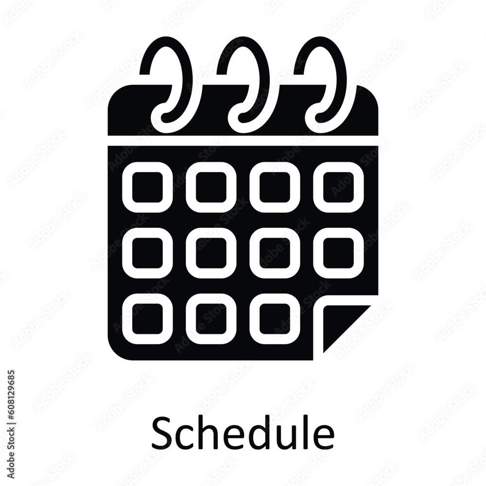 Poster schedule vector solid icon design illustration. user interface symbol on white background eps 10 fil