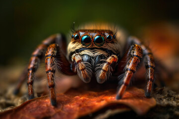 Tiny Wonder: Adorable Spider Posing for the Camera. Generative AI