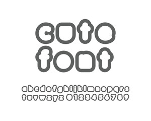 Bold little cute rounded font set design - outlined version