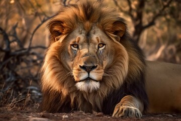 Obraz na płótnie Canvas Male Lion Image. Generative AI