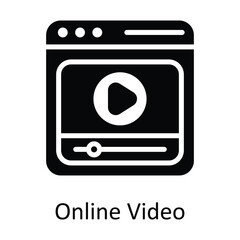 Online Video Vector  Solid Icon Design illustration. User interface Symbol on White background EPS 10 File
