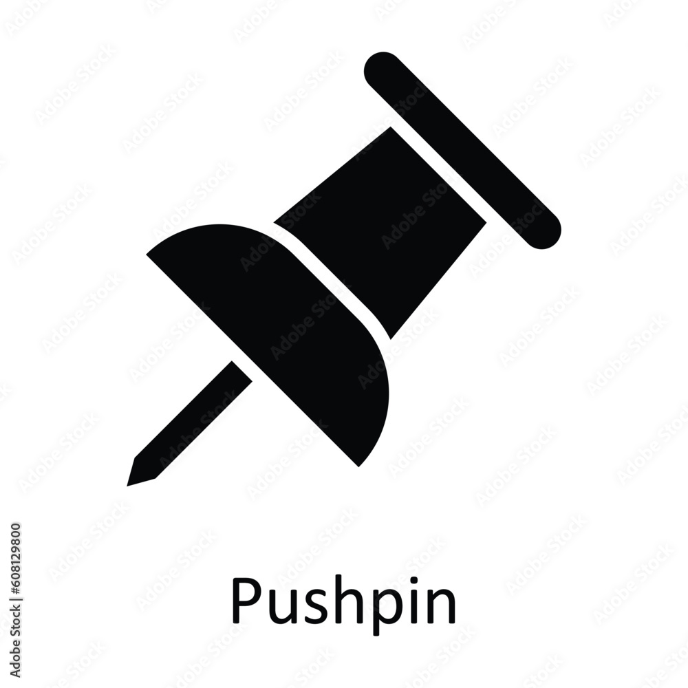 Poster pushpin vector solid icon design illustration. user interface symbol on white background eps 10 file