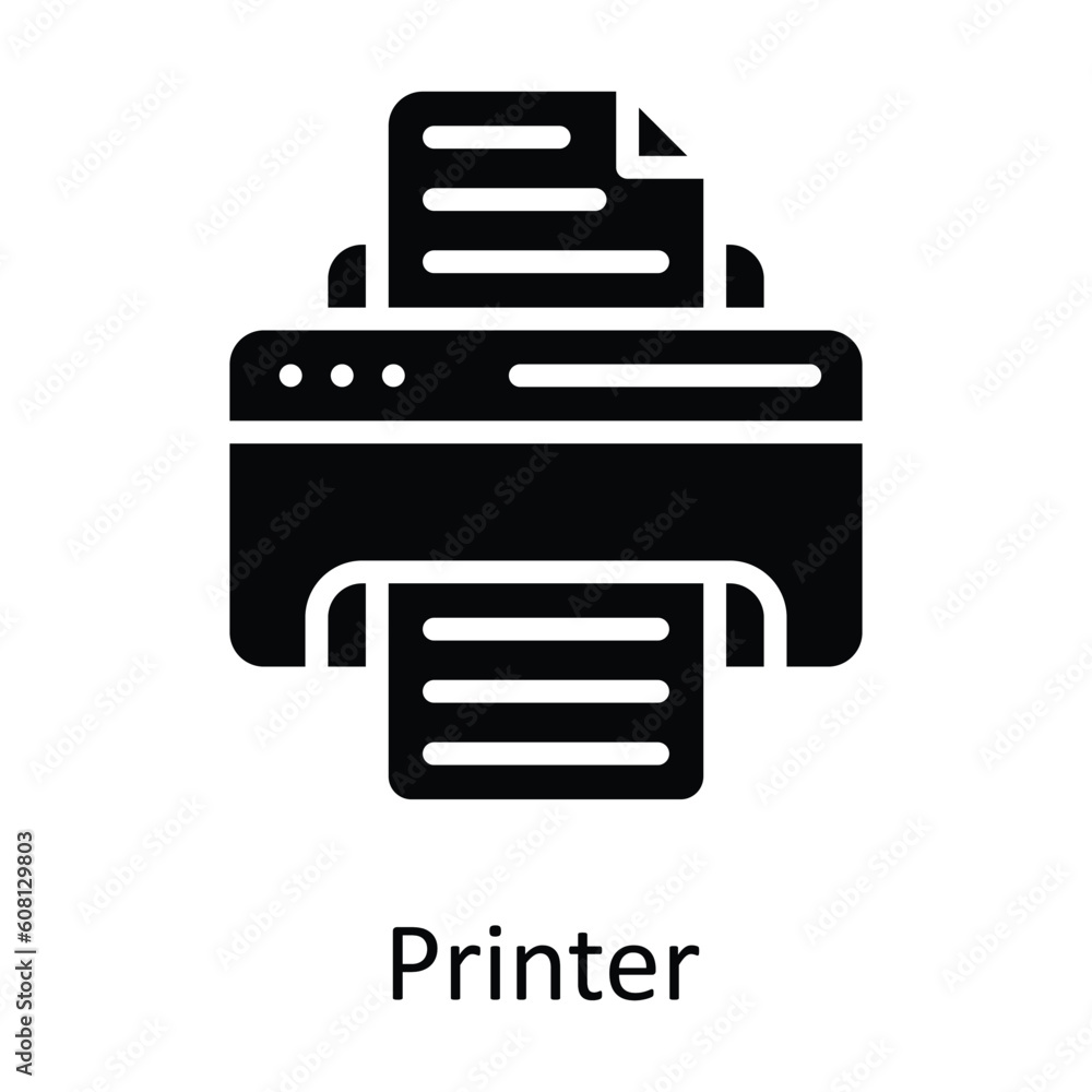 Aufkleber printer vector solid icon design illustration. user interface symbol on white background eps 10 file
