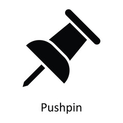 Pushpin Vector  Solid Icon Design illustration. User interface Symbol on White background EPS 10 File