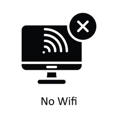 No Wifi Vector  Solid Icon Design illustration. User interface Symbol on White background EPS 10 File