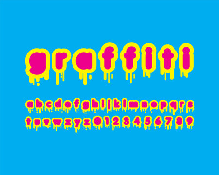 Colorful graphic graffiti designer font set