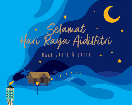Celebrate Aidilfitri in hometown. Time to Back home. illustration in vector format