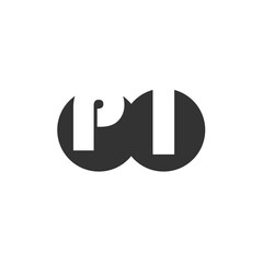 PI Letter logo design vector monogram black white brand modern - obrazy, fototapety, plakaty