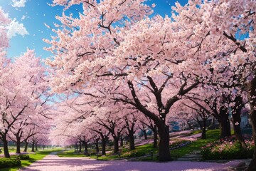 Obraz na płótnie Canvas Petals of Zen: Discovering Inner Peace amidst the Radiant Sakura Blossoms. Generative AI 16