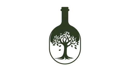 A young tree grows in a bottle, generative AI.
