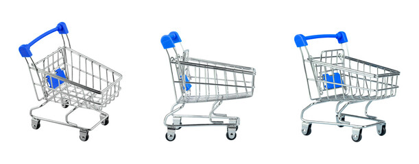set supermarket cart isolate on white background © Nikolay