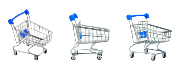 set supermarket cart isolate on white background