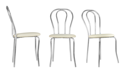 set comfortable metal chair, bar stool, isolate