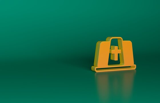 Orange Pope hat icon isolated on green background. Christian hat sign. Minimalism concept. 3D render illustration