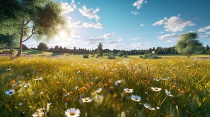 Fototapeta na wymiar meadow with dandelions
