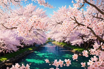 Obraz na płótnie Canvas Tranquil Blossom Haven: Finding Peace and Serenity in the Flourishing Sakura Gardens. Generative AI 62