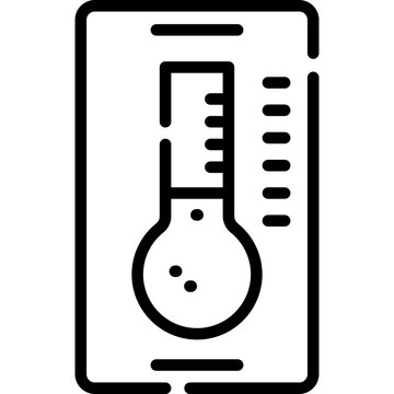 B&W Line Art Icon Of Thermometer On White Background, Thermometer Icon Vector Illustration Pro Vector	