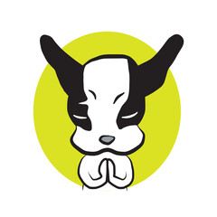 D1 French Bulldog black and white colour dod cartoon cheeky cute naughty funny puppy  pay homage