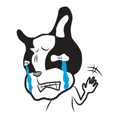 D5 French Bulldog black and white colour dod cartoon cheeky cute naughty funny puppy sorry sad goodbye