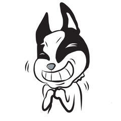 D10 French Bulldog black and white colour dod cartoon cheeky cute naughty funny puppy funny