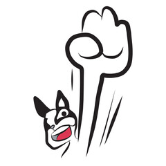 D16 French Bulldog black and white colour dod cartoon cheeky cute naughty funny puppy win