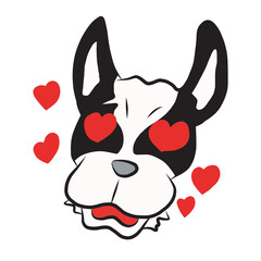 D23 French Bulldog black and white colour dod cartoon cheeky cute naughty funny puppy in love
