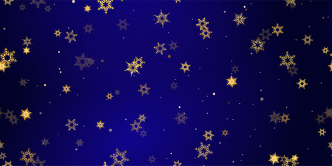 Gold Falling Snowflakes seamless pattern.