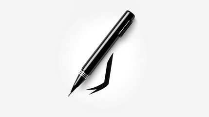 Minimalist logo with black ink pen, generative AI.